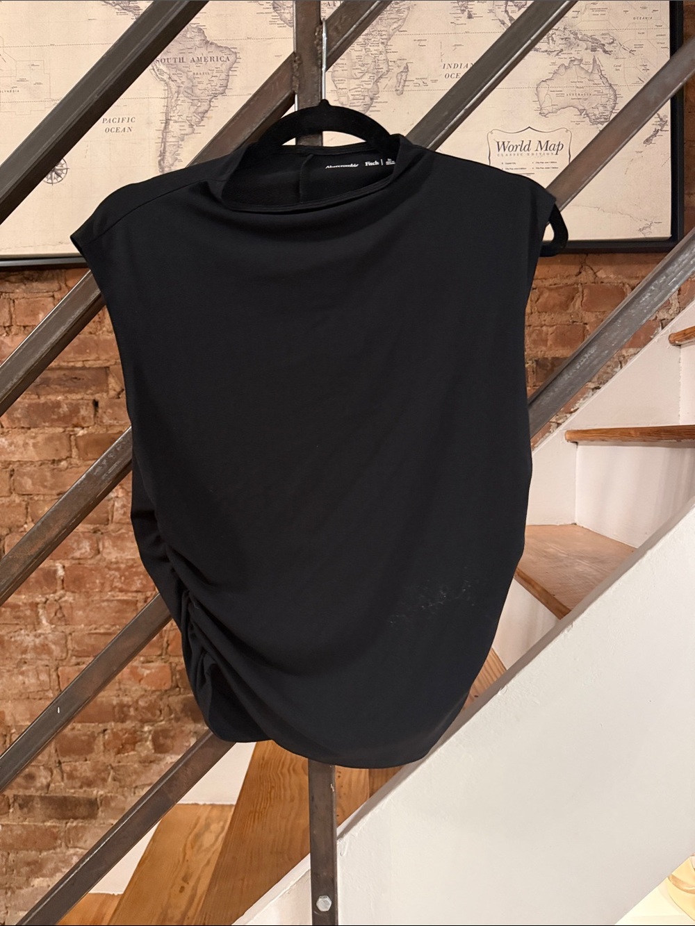 Abercrombie & Fitch Black Sleeveless Ruched Side Tank